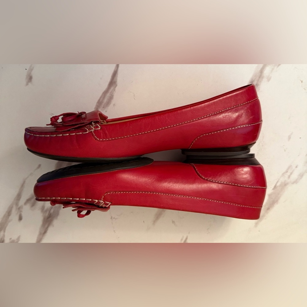 Cole Haan Red Fringe Leather Loafers, Size 6-1/2, NIB - Picture 4 of 12